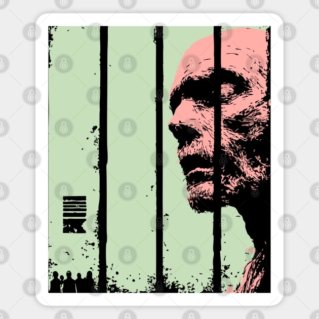 Split Face Zombie Vintage Japanese Horror Graphic Magnet by TuncGK